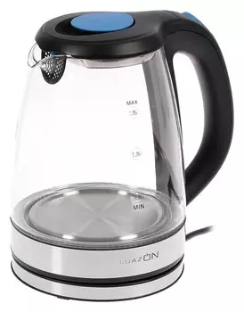 Чайник электрический Luazon Lsk-1810, 1500 Вт, 1.8 л, стекло, подсветка, серебристый