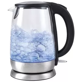 Чайник KITFORT КТ-619, 1,7 л, 2200 Вт, закрытый нагревательный элемент, стекло, серебристый