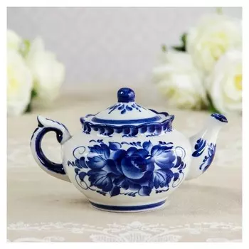 Чайник «Утро», 16×16×9 см, 300 мл, гжель