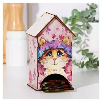 Чайный домик "Котик", розовый 9,5х 8,5 х 15,5 см