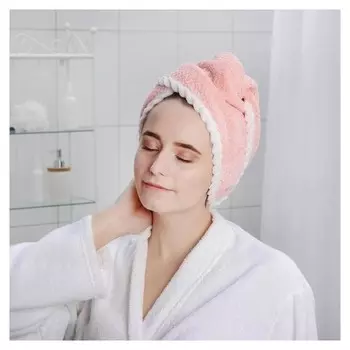 Чалма для сауны/душа с пуговкой, микрофибра