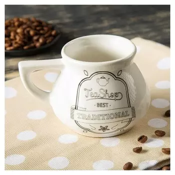 Чашка "Чайная", белая, глазурь, 380 мл