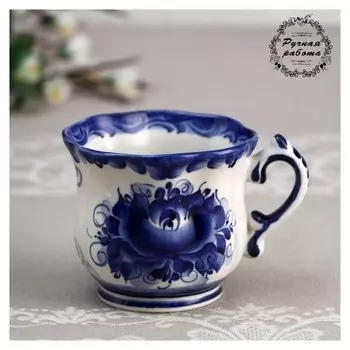 Чашка "Ромашка", гжель, фарфор, 200 мл, 9 см