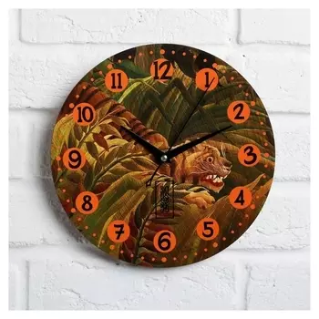 Часы дерево настенные "Тигр"