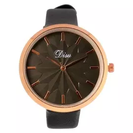 Часы наручные женские "Disu", ремешок из экокожи, черные