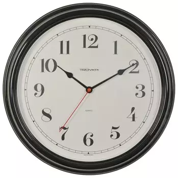 Часы настенные TROYKA 88880886, круг, белые, черная рамка, 31х31х4,5 см