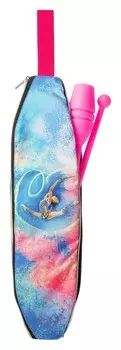 Чехол для булав розово-голубой с изображением гимнастки
