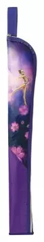 Чехол для гимнастической ленты фиолетовый с изображением цветов и гимнастки