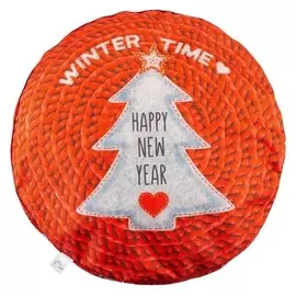 Чехол для пуфика "Новгодняя вязка", D=60 см, рогожка, 100% п/э