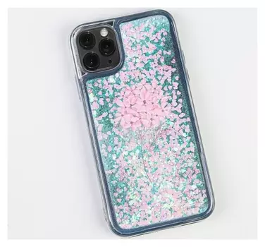 Чехол для телефона Iphone 11 PRO с блёстками внутри Flower, 7.14 × 14.4 см