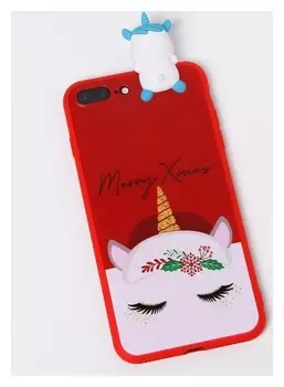 Чехол для телефона Iphone 7,8 Plus «Новогодний единорог», с персонажем, 7,7 х 15,8 см