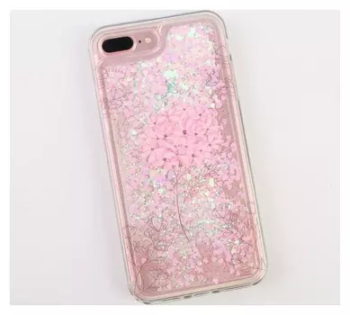Чехол для телефона Iphone 7,8 Plus с блёстками внутри Flower, 7.7 × 15.8 см