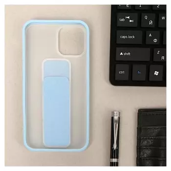 Чехол Luazon для Iphone 12/12 Pro, с ремешком-подставкой, пластиковый, голубой