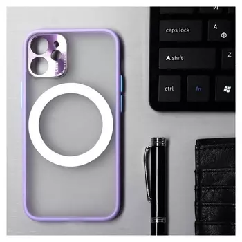 Чехол Luazon для Iphone 12 Mini, поддержка Magsafe, с окантовкой, пластиковый, фиолетовый