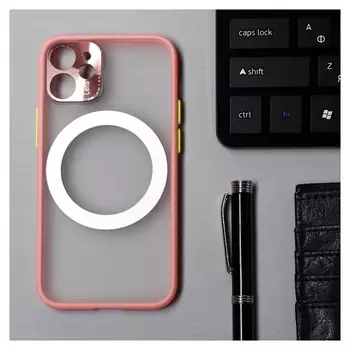 Чехол Luazon для Iphone 12 Mini, поддержка Magsafe, с окантовкой, пластиковый, розовый