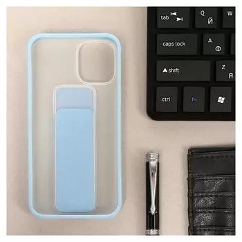 Чехол Luazon для Iphone 12 Mini, с ремешком-подставкой, пластиковый, голубой