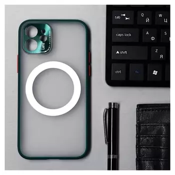 Чехол Luazon для Iphone 12, поддержка Magsafe, с окантовкой, пластиковый, зеленый