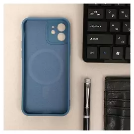Чехол Luazon для Iphone 12, поддержка Magsafe, силиконовый, темно-синий
