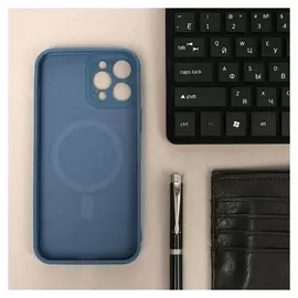 Чехол Luazon для Iphone 12 Pro Max, поддержка Magsafe, силиконовый, темно-синий