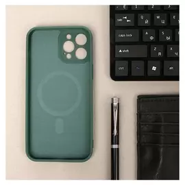 Чехол Luazon для Iphone 12 Pro Max, поддержка Magsafe, силиконовый, темно-зеленый