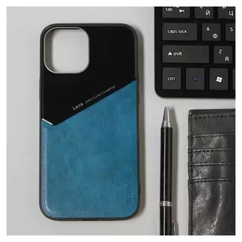 Чехол Luazon для Iphone 12 Pro Max, поддержка Magsafe, вставка из стекла и кожи, синий