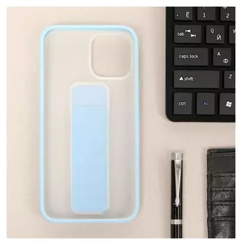 Чехол Luazon для Iphone 12 Pro Max, с ремешком-подставкой, пластиковый, голубой