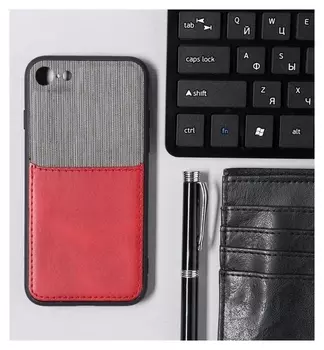 Чехол Luazon для Iphone 7/8/se (2020), с отсеком под карты, текстиль+кожзам, красный