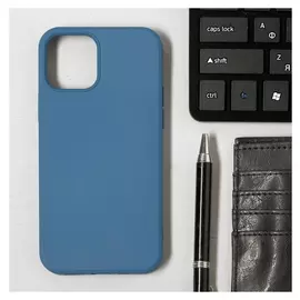 Чехол Luazon для телефона Iphone 12/12 Pro, Soft-touch силикон, синий