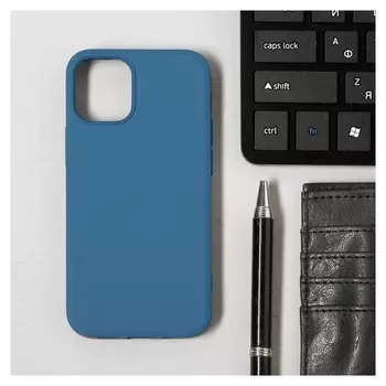 Чехол Luazon для телефона Iphone 12 Mini, Soft-touch силикон, синий