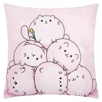 Чехол на подушку этель "Котики" 40х40 см, 100% п/э, велюр