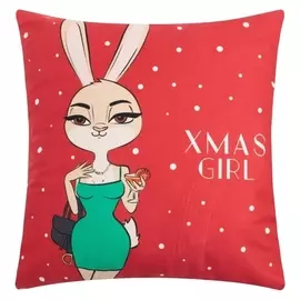Чехол на подушку этель "Xmas Girl", 40*40 см, 100 п/э, велюр