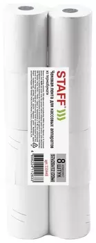 Чековая лента термобумага 57 мм (Диаметр 40 мм, длина 20 м, втулка 12 мм) комплект 8 шт., Staff, 110448