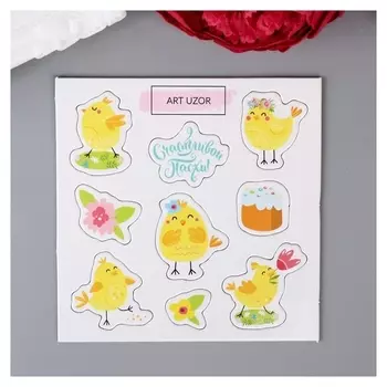 Чипборд для скрапбукинга "Цыплята - счастливой пасхи!" 10х10 см