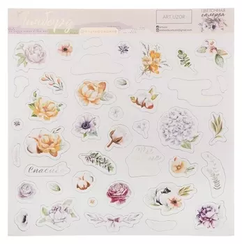 Чипборд с фольгированием на клеевой основе «Цветочная галерея», 30.5 × 30.5 см