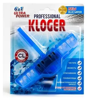 Чистящее средство для унитазов "Kloger Proff", подвеска 6 в 1, с хлором, 1 шт.