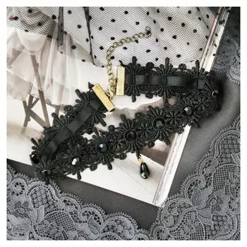 Чокер "Александрия" кружево, капля, цвет чёрный