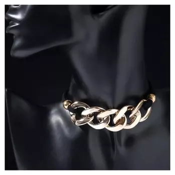 Чокер "Цепь" классические звенья, цвет чёрный в розовом золоте, 30 см