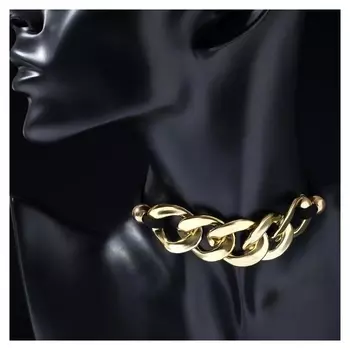 Чокер "Цепь" классические звенья, цвет чёрный в золоте, 30см