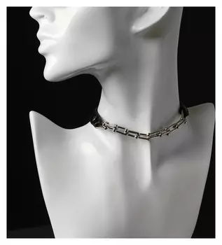 Чокер "Цепь" модерн, цвет чёрный в серебре, длина 41см