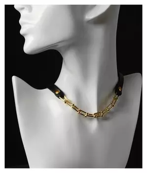 Чокер "Цепь" модерн, цвет чёрный в золоте ,41см