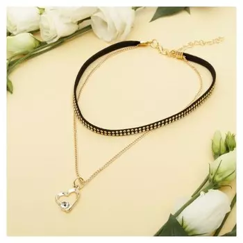 Чокер "Дуэт" сердце, цвет чёрно-золотой