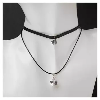 Чокер "Две нити" капля, цвет белый ,35см