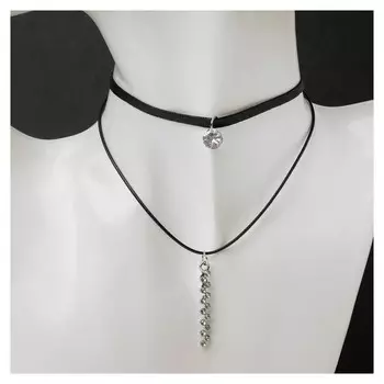 Чокер "Две нити" ступенька из страз, цвет белый ,35см