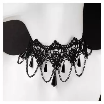 Чокер "Госпожа" осколки и цепочки, цвет чёрный ,30см