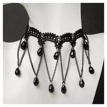 Чокер "Госпожа" овалы и цепочки, цвет чёрный ,30см