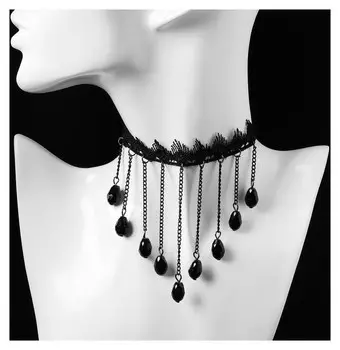 Чокер "Госпожа" вытянутые бусины, цвет чёрный, L=31