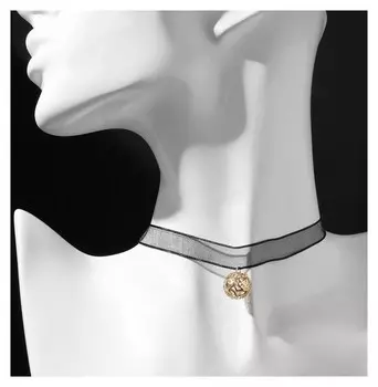 Чокер "Лента" с шаром, цвет чёрно-золотой ,l=30см