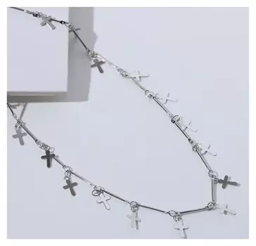 Чокер "Металлика" крестики, цвет серебро, L=30