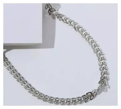 Чокер "Металлика" лепестки, цвет серебро, L=30