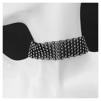 Чокер "Сетка" со стразами, цвет белый в чёрном ,l=32см